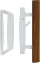 Bali NAI Sliding Glass Door Handle Set with Oak Wood Pull in White Finish, Standard 3-15/16” CTC Screw Holes, 1-3/4” Door Thickness