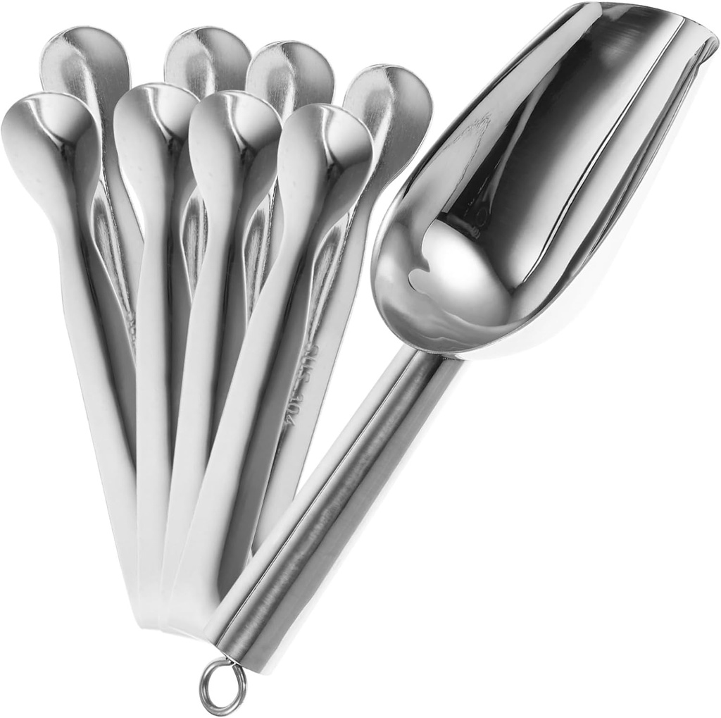 1set Stainless Steel Ice Cube Scoop and Tongs Food Grade Shovel and Clips for Ice Rice and More and Easy to Use for Home and Commercial Use