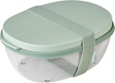 Mepal Portable Duo-Salad Box - Nordic Sage - with 2 Compartments and Detachable Mini Box - BPA Free