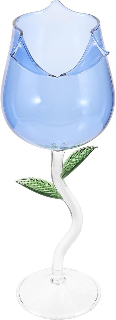 Happyyami Rose Shaped Wine Glass Wine Goblet Glasses Crystal Flutes Red Wine Wine Juice Goblet Flower Drinkware for Wedding Birthday Celebrations