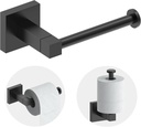 RUACQ Toilet Paper Holder Wall Mount,Square Base Tissue Roll Holder for Bathroom,Toilet Roll Holder Stainless Steel(Matte Black)