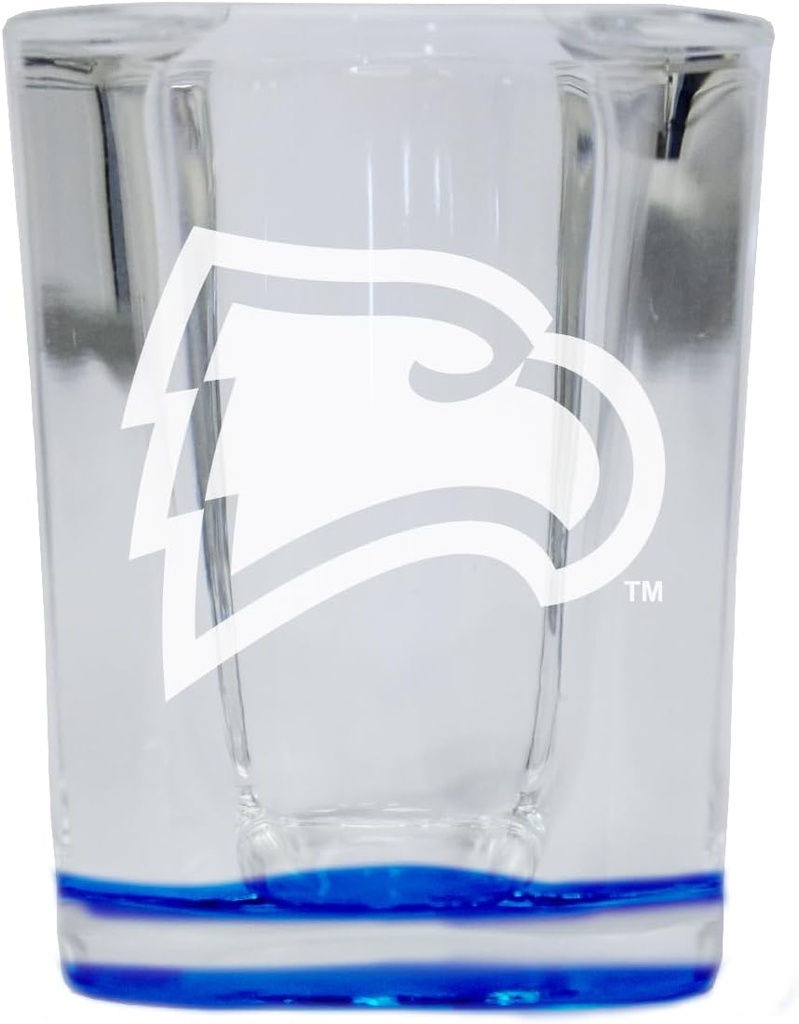 R and R Imports Winthrop University 2 Ounce Engraved Shot Glass Square Blue Base Officially Licensed Collegiate Product 4-Pack