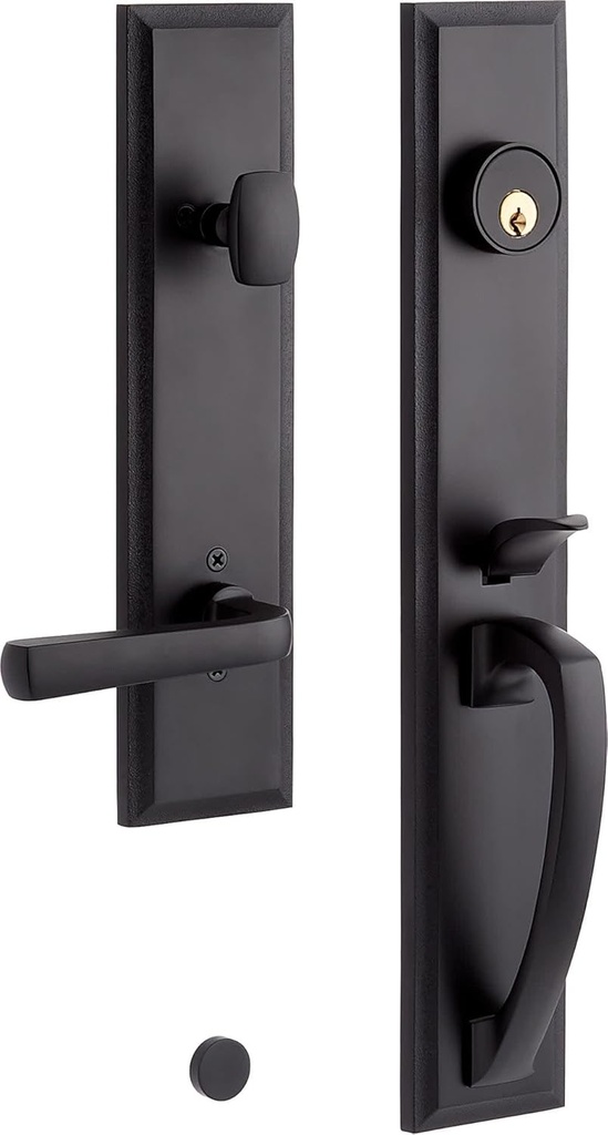 Signature Hardware 479123 Aurick Left Handed Solid Brass Keyed Entry Door Lever Set with 2-3/8" Backset