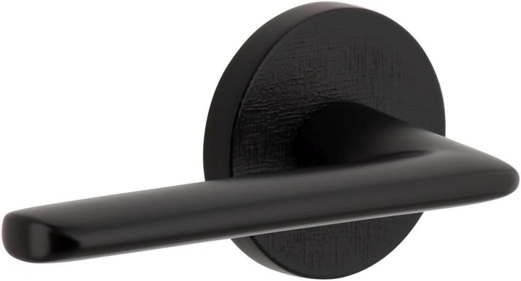 Viaggio CLOMLNBRZ_PSG_234_LH Motivo Left Handed Solid Brass Passage Door Lever Set with Brezza Lever and Circolo Linen Rosette - 2-3/4" Backset - Satin Black