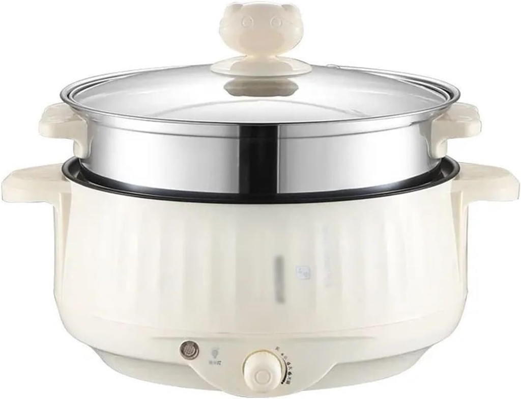 Double Layer Electric Rice Cooker, 1-2 People Household Multi-Function Hot Pot, Non-Stick Pan, 400-800W, Anti-Scald Design(28cm)
