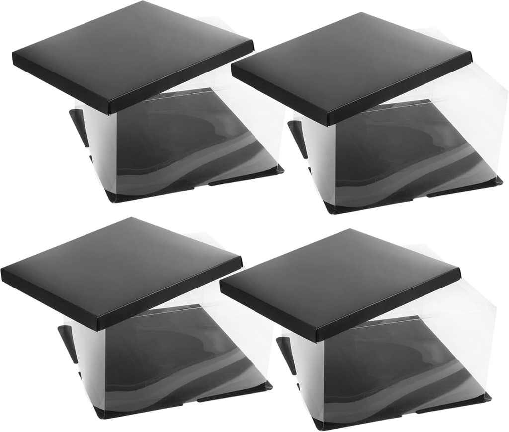 4pcs Transparent Cake Boxes Cake Packaging for Birthdays Weddings and Parties Carrier for Transport and Display