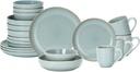 Eur-Nordic Shape Raising Rim 20pc Dinnerware Set, Shiny Glaze Grey with Speckle Effect