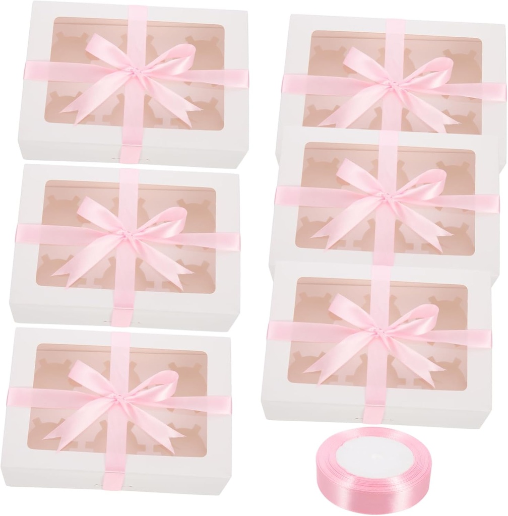 1set Cupcake Boxes with Window Premium Dessert Carrier for Muffins Egg Tarts Pastries Versatile Packaging with Compartment Design for Safe Transport