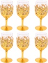 6Pcs Metal Wine Glass Party Glasses Rounded Mouth Goblet Stemmed Embossed Wine Glass Set Champagne Glasses Cocktail Glasses for Wedding Party Wine Tasting Daily Use