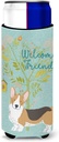 Caroline's Treasures Welcome Friends Pembroke Welsh Corgi Tricolor Decorative Can Hugger, Multicolor