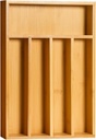 Utopia Kitchen Silverware Organizer, Bamboo Utensil Drawer Organizer for Cutlery, Utensils & Flatware (5 Compartment, Natural) Pack of 1