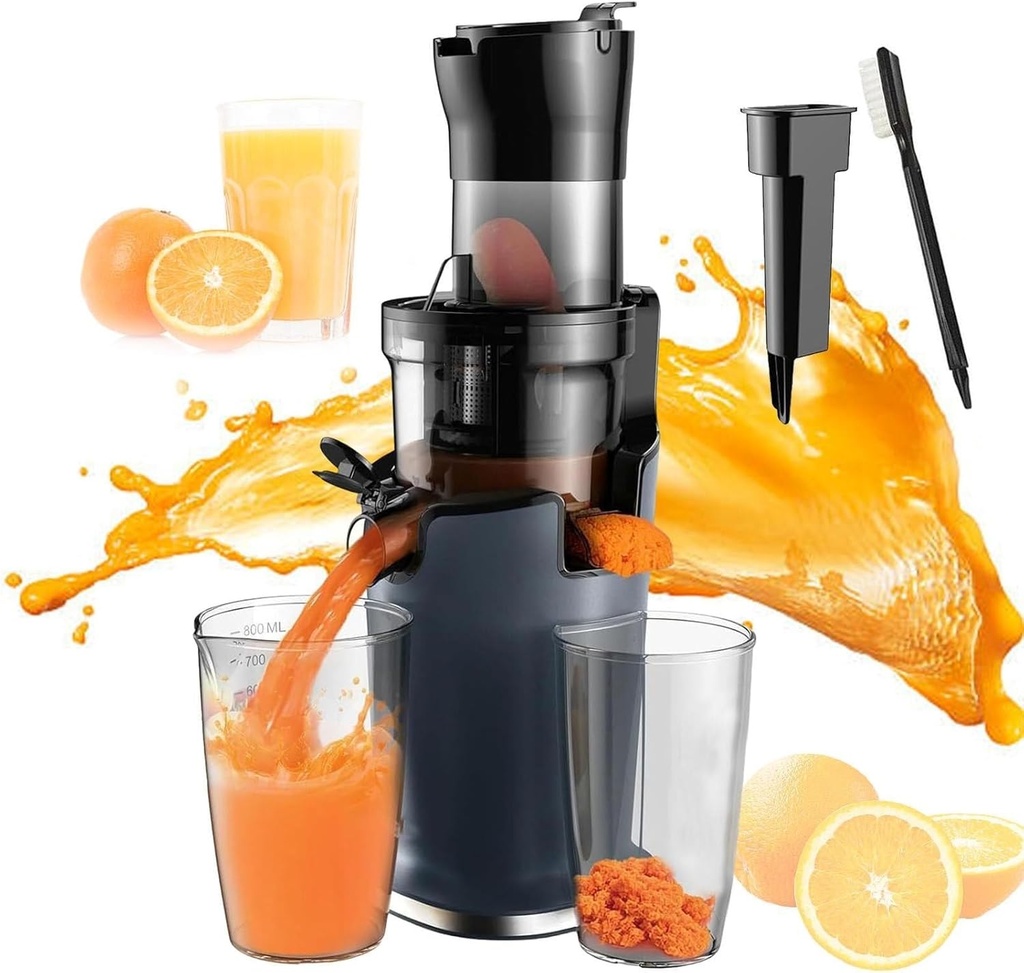 Juice Squeeze Machines,Automatic Slow Juicers, 200 W High-Torque Motor,78 Mm Feed Trough, High Juice Yield, Suitable for Home/Commercial Use