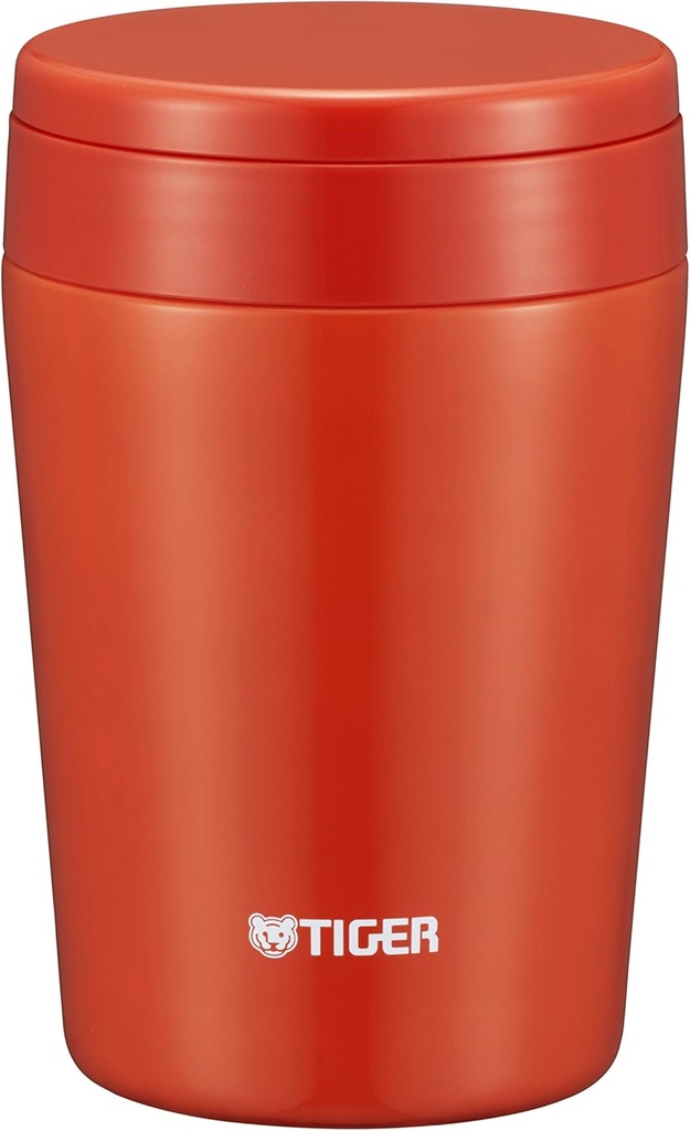 Tiger Thermos Vacuum Insulated Soup Jar, 12.8 fl oz (380 ml), Thermal, Bento Box, Wide Mouth, Round Bottom, Chili Red MCL-B038-RC Tiger