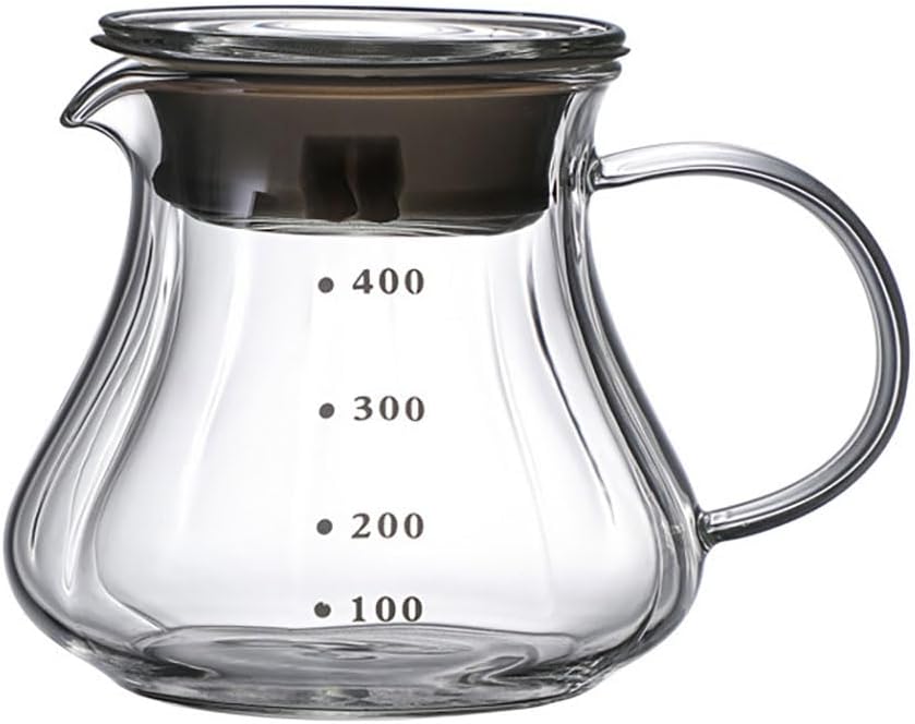 400ml Clear Glass Range Coffee Server Borosilicate Standard Glass Coffee Carafe Pot with Lid for Drip Coffee Maker