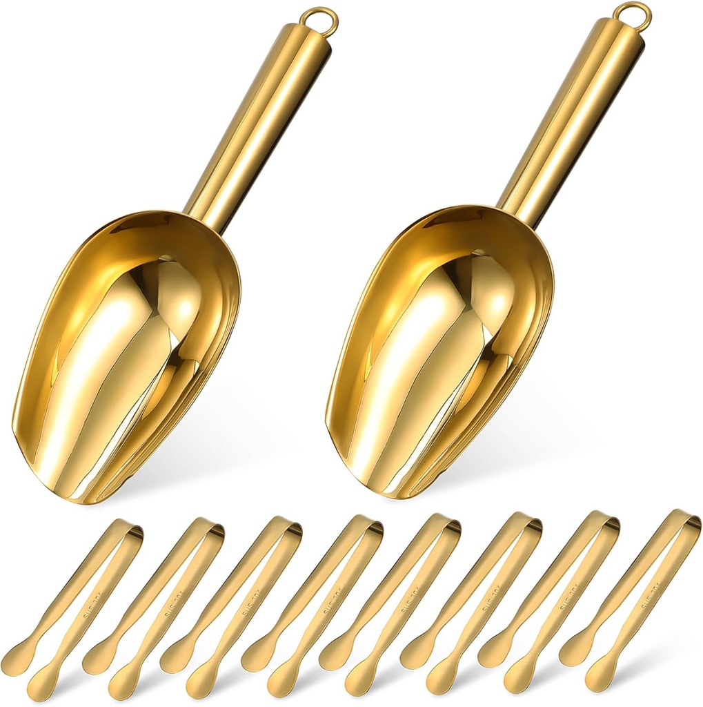 2pcs Ice Scoop Stainless Steel Ice Tongs Bar Serving Tools Comfortable to Hold for Home Restaurant Hotel