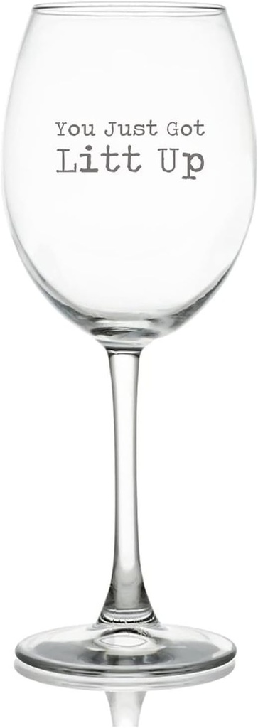 Funlucy Wine Glass Goblet You Just Got Litt Up Engraved Crystal Red Wine Glasses For Wine Tasting, Wedding Elegant Party Drinking Glassware, 17 OZ