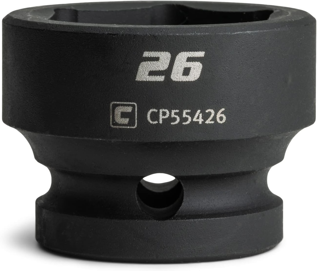 Capri Tools 26 mm Stubby Impact Socket, 1/2 in. Drive, 6-Point, Metric