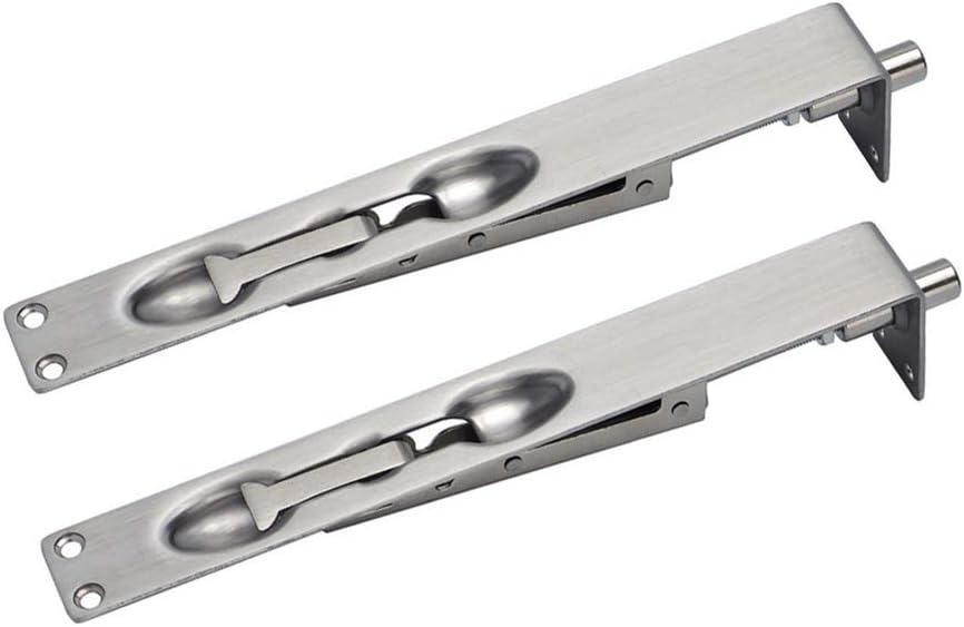 TOGU 2 Pack 10" Solid Stainless Steel Lever Action Flush Bolt,Concealed Security Door Lock For Composite Doors,French Doors,Wood Doors,Double Doors,Dummy Doors,Brush Stainless Steel Finish