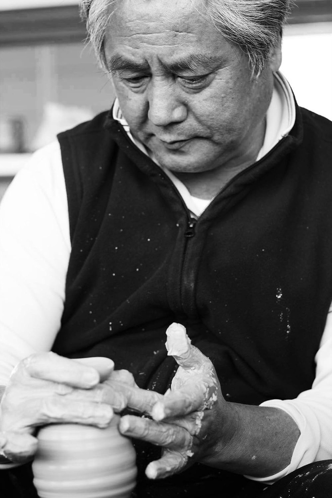 Hand-made: Double layer “Tokkuri” Sake bottle | “Soma-Yaki” | Blue Crack Pattern | Made in Japan |