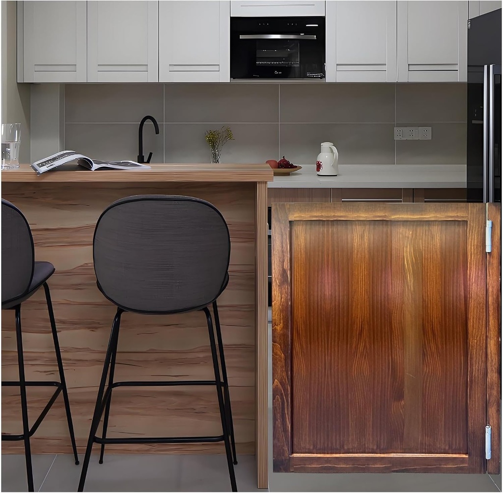 Saloon Swinging Doors, Wood Swinging Cafe Doors with Hinges & Hardware Kit, 16"-72" Wide, Swing Half Door for Doorways Hallway Kitchen Bar Pub Entrance Partition(Brown,28" W x 32" H)