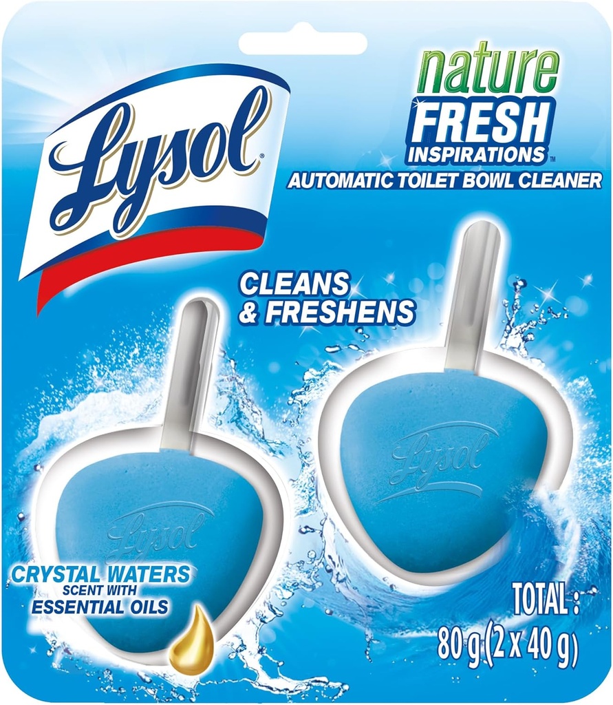 Lysol Automatic In-The-Bowl Toilet Cleaner, Cleans and Freshens Toilet Bowl, Atlantic Fresh Scent, 2 Count (Pack of 1)