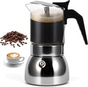 SHANGSKY Moka Pot Espresso Maker, Stovetop Italian Coffee Maker, 300 ML Glass Top and Stainless Steel Coffee Pot, Visual Mocha Pot Cafetera Espresso Cuban Coffee Maker (Glass, 300 Milliliters)