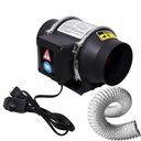 4 Inch 260 CFM Inline Duct Ventilation Fan, HVAC Vent Blower for Grow Tent, Attic, Basements or Kitchen, Hydroponics Exhaust Booster Fan with 2 Meter Duct and Controller