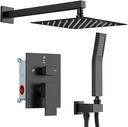 Shower Faucet Set Matte Black Shower System, Starbath 12" Rain Shower Head and Handheld Spray Shower Set Complete Wall Mounted,2 Way Pressure Balance Shower Valve and Trim Kit Included