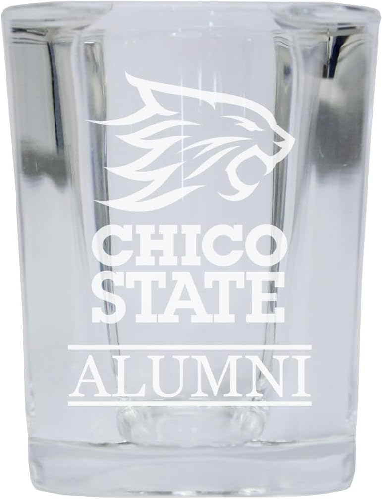 R and R Imports California State University Chico 2 Ounce Etched Alumni Square Shot Glass Officially Licensed Collegiate Product