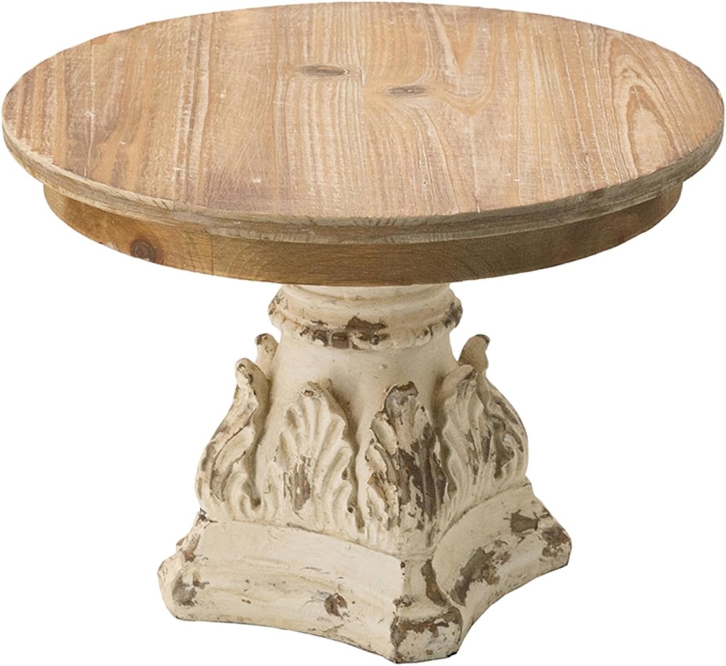 CC Home Furnishings Wooden Round Plate Stand - 10.5" - White and Brown