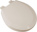 1Q1R7-01 Premium Molded Wood Slow Close Toilet Seat with Vari-Adjust Release ‘N’ Clean Lok-Down Hinge and Quik-Lok Mounting Hardware, Round, Bone