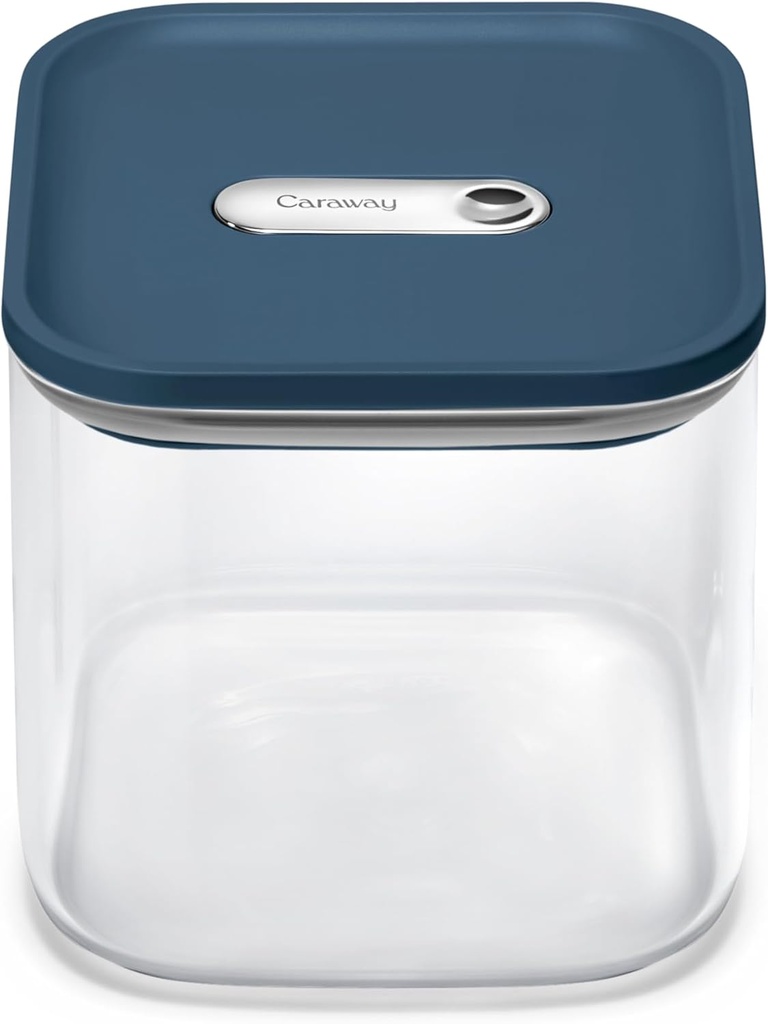 Caraway 2.5qt Glass Airtight Food Storage Container with Lid – Non-Toxic, BPA-Free Kitchen Storage Container – Stackable, Space-Saving Airtight Container for Dry Goods and More - Navy