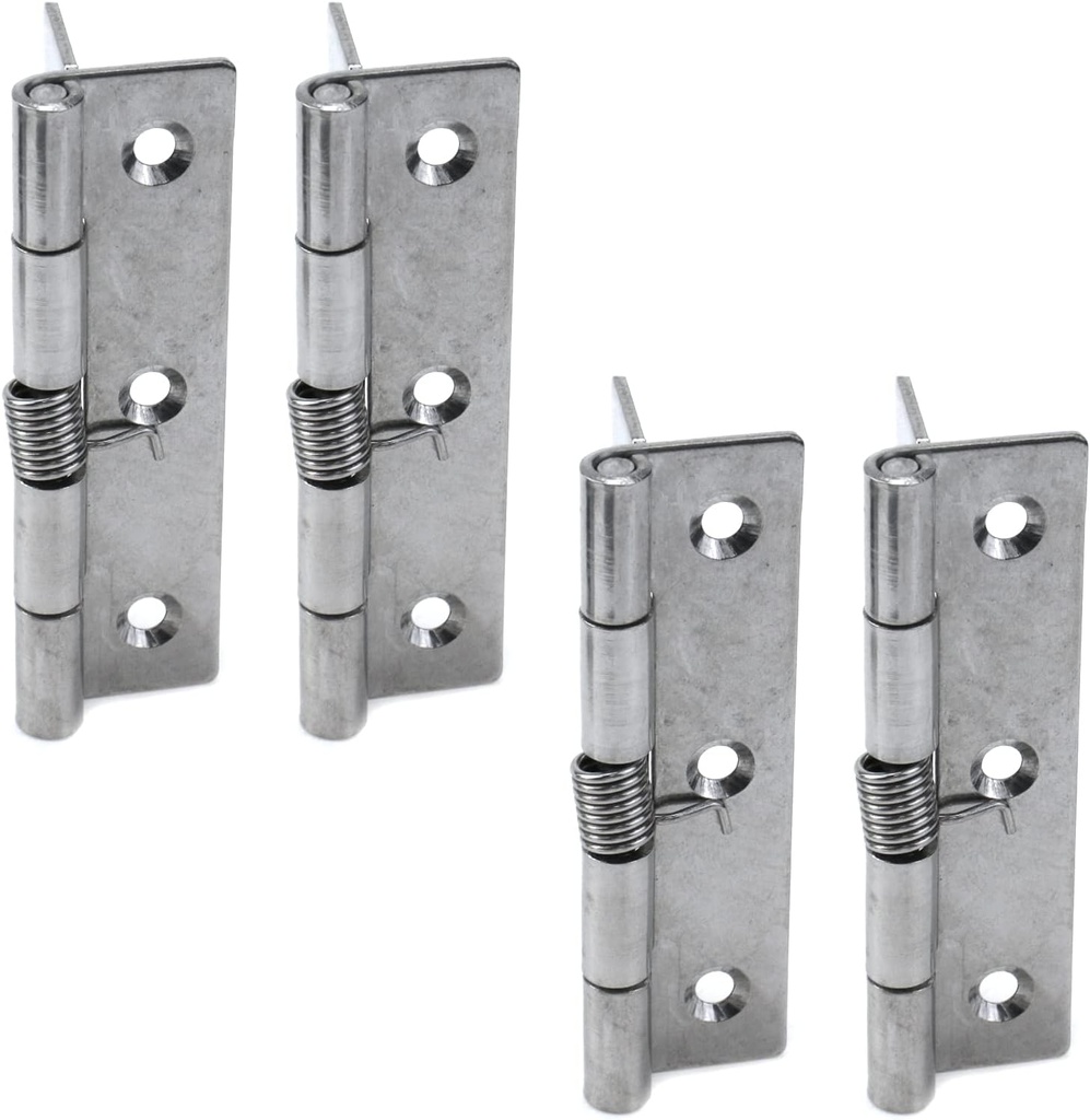 Spring Hinge Self Closing 4 Inch Length Stainless Steel, Loaded Hinges for Cabinets and Doors - 4pcs