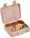 nouka Grand Bento Box | Easy to open latches | Spill Proof Design | 6-Compartment Removable Tray | Soft Blush