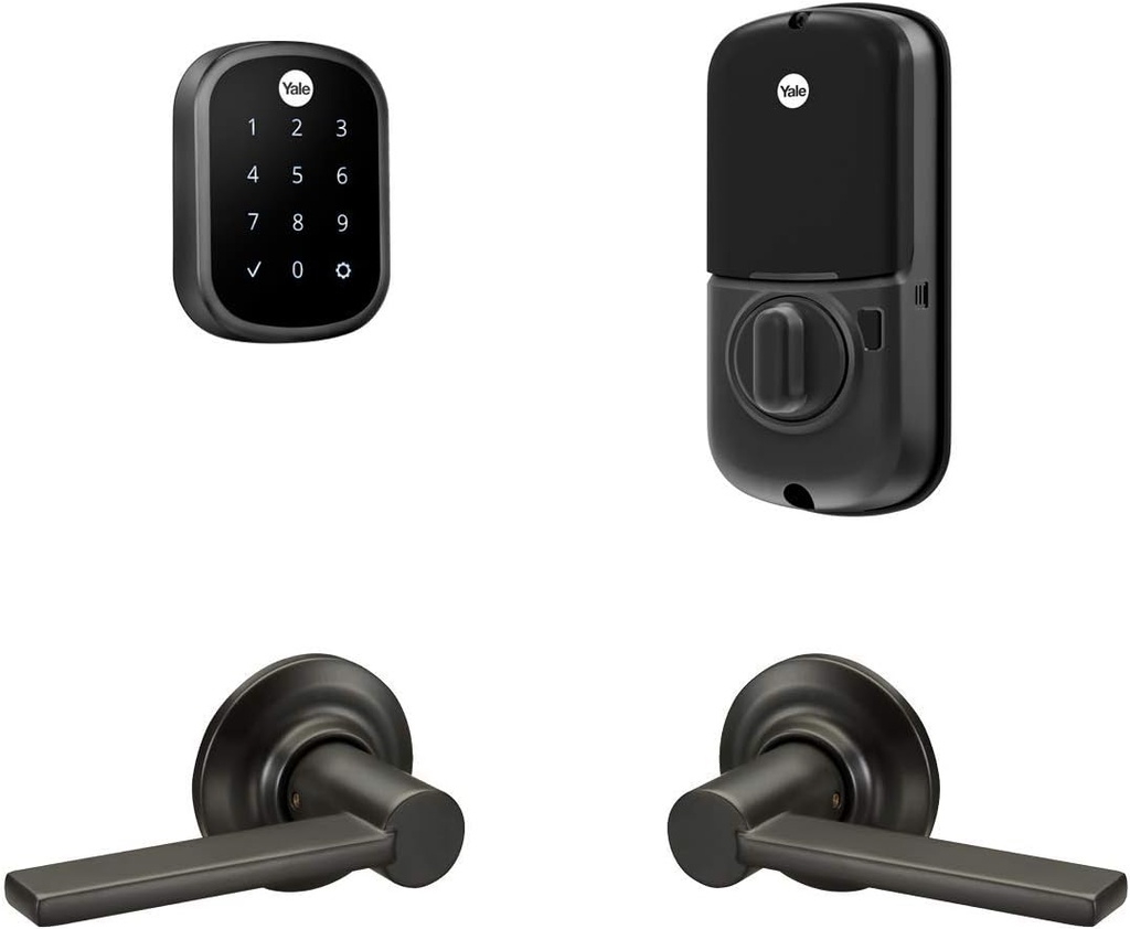 Yale Assure Lock SL, Wi-Fi Smart Lock with Valdosta Lever - Works with the Yale Access App, Amazon Alexa, Google Assistant, HomeKit, Phillips Hue and Samsung SmartThings, Black Suede