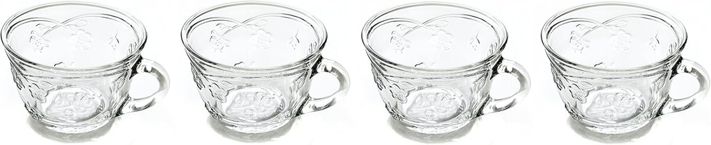 Anchor Hocking Savannah Coffee Tea Punch Bowl Cups ~ Set of 4 ~ Clear