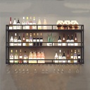 Wine Rack Wall Mounted with Stemware Rack,Metal Wine Glass Holder,Bar Shelves Metal Floating Shelves Upside Hanging Goblet for Liquor Bottles,for Pantry Kitchen Wine Cellar,Black (Size : 80X25X90cm(3