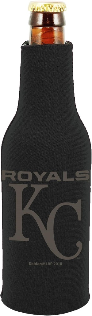 Kansas City Royals 2-Pack Zipper Bottle Tonal Black Beverage Insulator Holder Neoprene Cooler Clip