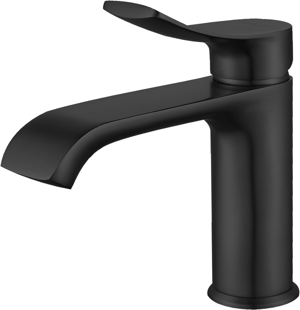 BELZ Black Bathroom Faucet 1 Hole, Modern Vanity Faucet for Bathroom Sink, Lead-Free Single Handle Basin Faucet with Pop-up Drain