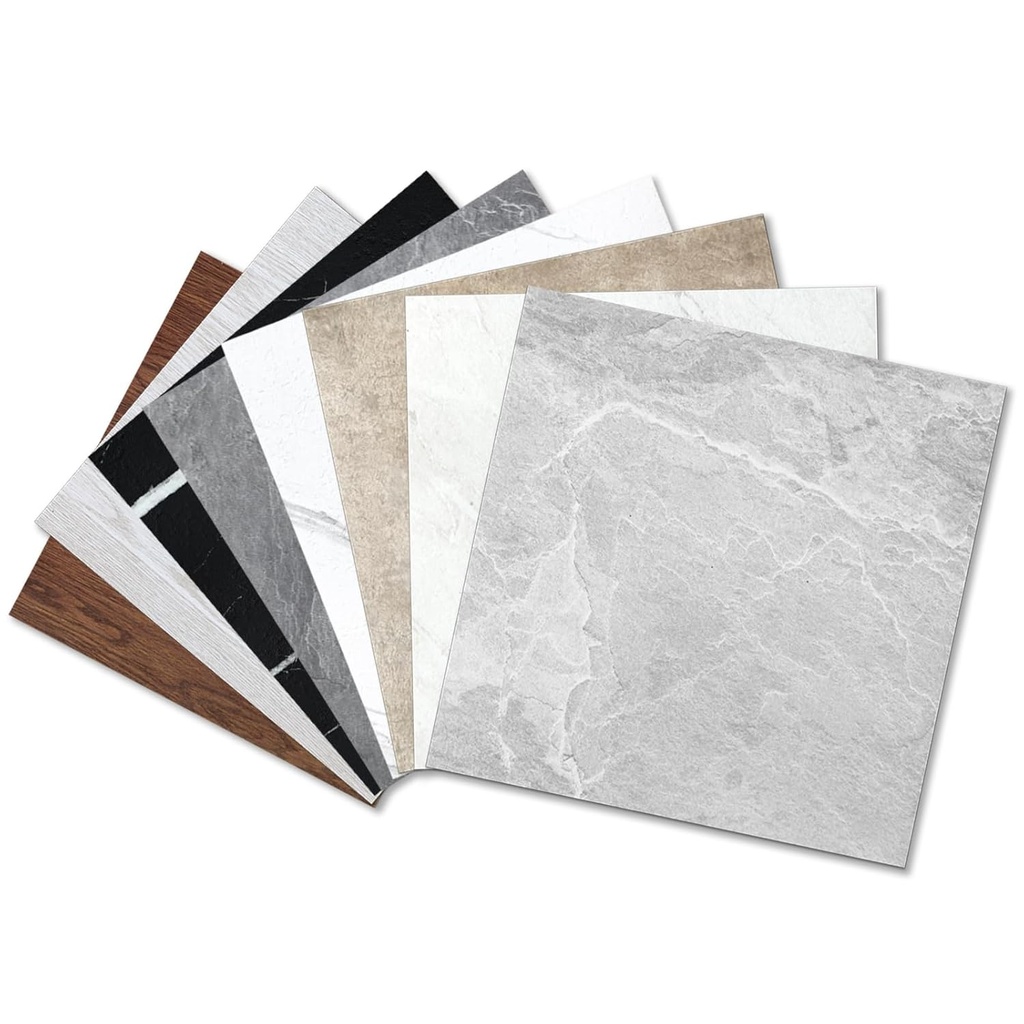 Yipscazo Peel and Stick Floor Tile 8-Packs Sample Set Vinyl Floor Tiles Self Adhesive Waterproof Perfect for DIY Projects