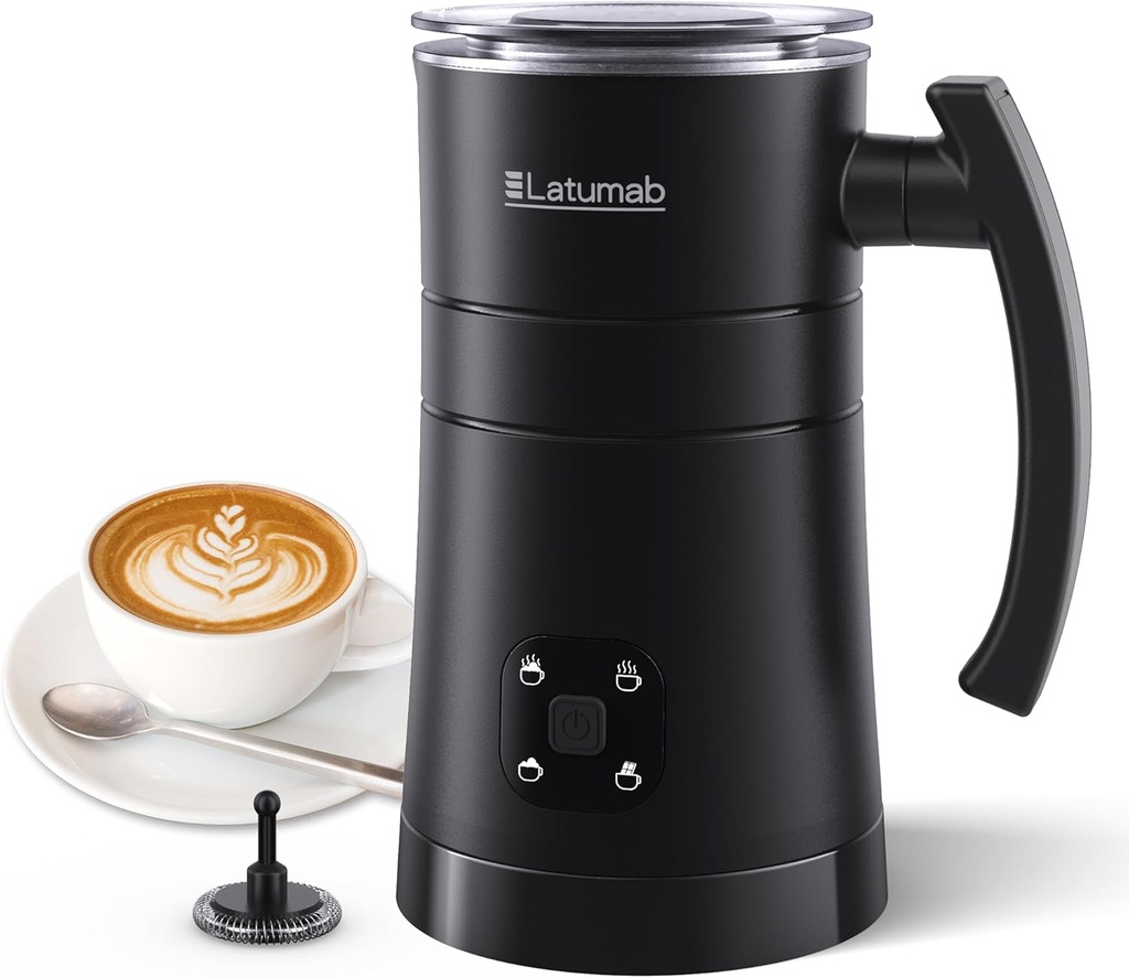 Electric Milk Frother, Latumab 4 in 1 Milk Steamer, 11.8oz/350ml Automatic Warm and Cold Foam Maker for Coffee, Latte, Cappuccino, Macchiato, Hot Chocolate, Ideal Gifts for Women, Girls