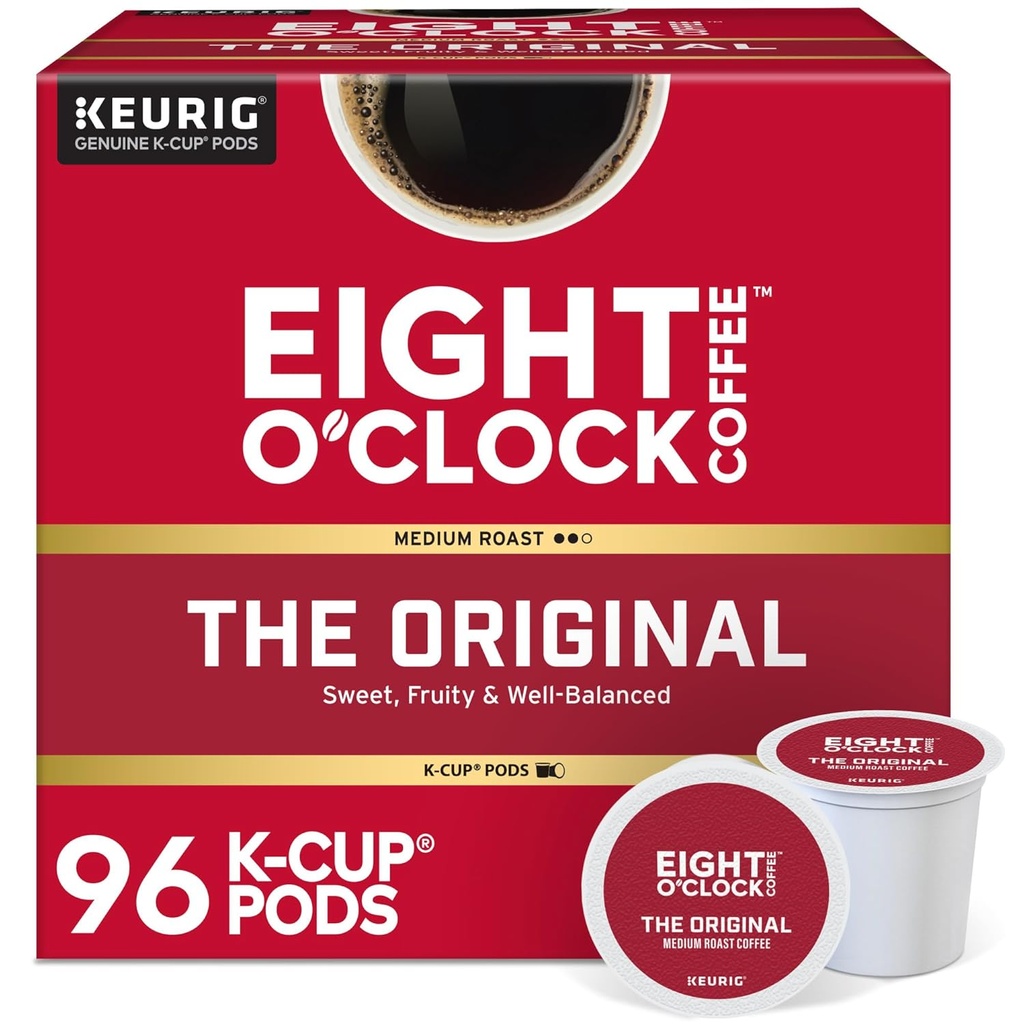 Eight O'Clock Coffee The Original, Single-Serve Keurig K-Cup Pods, Medium Roast Coffee Pods, 96 Count