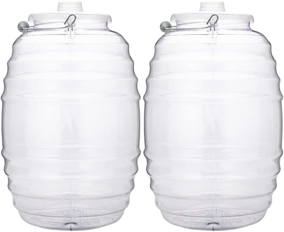 CHAMPS 5 Gallon Vitrolero Water Dispenser - BPA-Free Plastic Beverage Dispenser for Agua Frescas, Juice, Iced Teas & Lemonade, Great Punch Bowl Drink Dispensers for Parties - No Spout (Pack of 2)