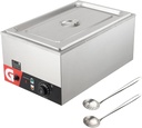Commercial Food Warmer, 24QT Electric Steam Table - 1200W Stainless Steel Countertop Buffet Bain Marie with 86-185°F Temp Control, Ideal for Catering, Restaurants
