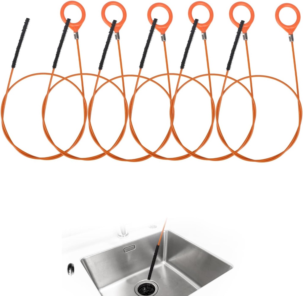 6pcs Snake Drain Hair Clog Remover Tool, 32.3in Break-Proof Steel Wire Toilet Plumbing Snake Auger Flexible Drains for Bathtub Shower Bathroom Sink Pipe Clogged Cleaning Unblocker Cleaner Tool