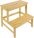 Bamboo Step Stool 2 Step Stool Chair for Kitchen Bed Bathroom Toilet Bedroom, Natural