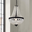 Bestier Modern French Empire Black Finish Farmhouse Crystal Pendant Chandelier Lighting LED Ceiling Light Fixture Lamp Dining Room Bathroom Bedroom Livingroom 1E26 Bulbs Required H18 in X D12 in