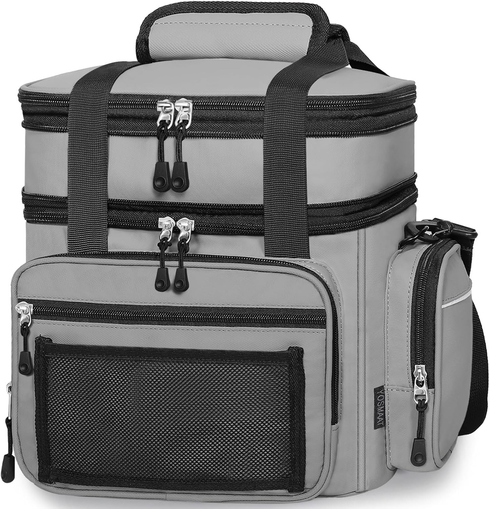 Lunch Box Cooler Bag - Versatile Insulated Lunchbox for Men Women - Large Lunch Pail for Adults Work Shifts Outdoor Trips Grey 15L