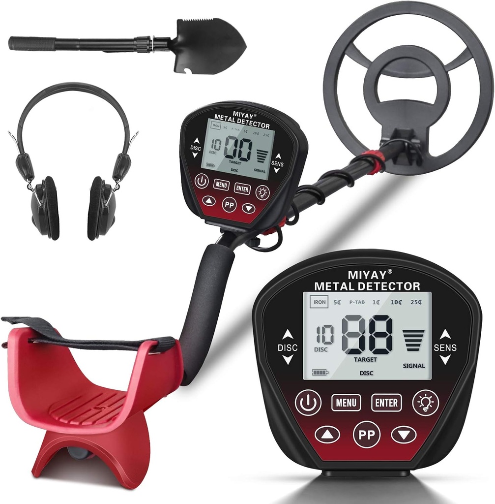 Professional Metal Detector for Adults, Gold Metal Detectors Lightweight with LCD Display, Pinpoint & Disc & Notch & All Metal 5 Modes, Battery Included