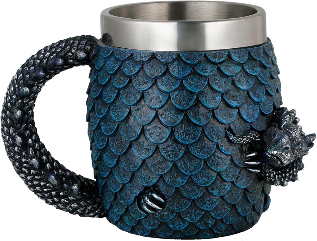 GOT Dragon Egg Coffee Mug - Medieval D&D Beer Stein Tankard 15.8OZ Stainless Drinking Mug for Dragon Lovers Collector - Novelty Gothic Dungeons and Dragons Gift Bar Party Drinkware decorations